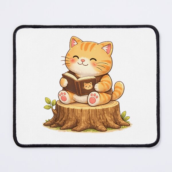 Item preview, Kawaii Orange Cat Reading a Book Cute Animal Design designed and sold by Wawa5656.