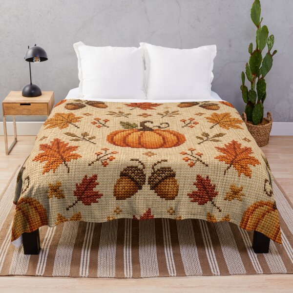 Item preview, Rustic Autumn Cross Stitch Embroidery Pattern designed and sold by Thai Vibe Studio.