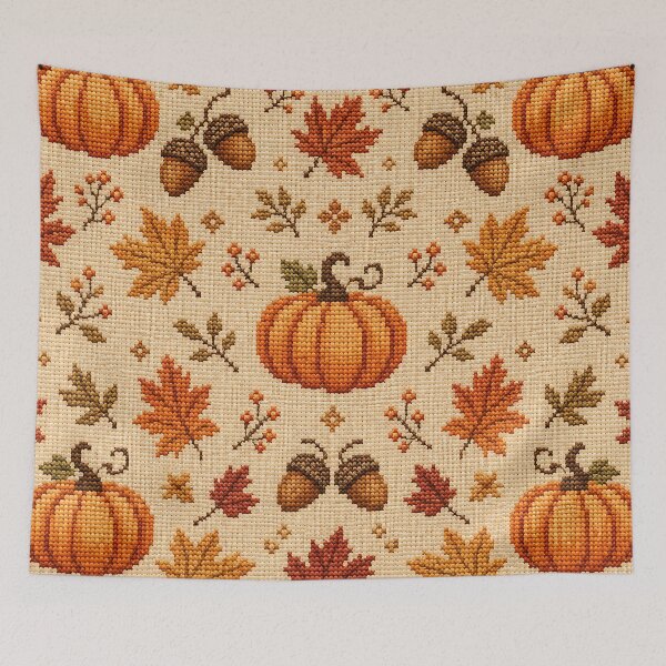 Item preview, Rustic Autumn Cross Stitch Embroidery Pattern designed and sold by Thai Vibe Studio.
