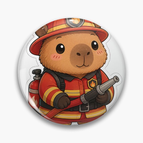Item preview, Cute Capybara Firefighter | Kawaii Firefighter Sticker designed and sold by palette fox.