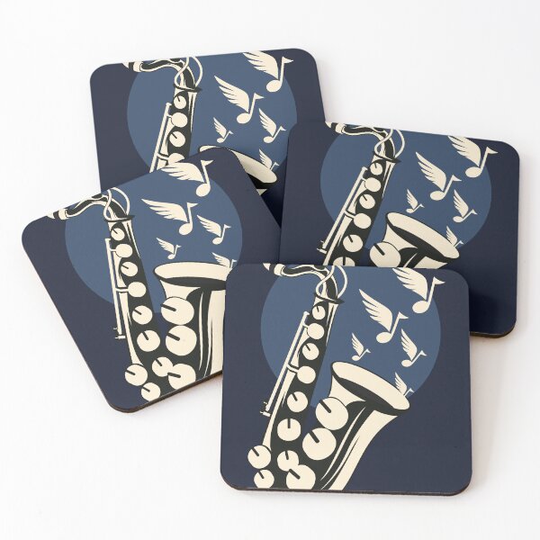 Item preview, Retro Jazz Saxophone Illustration | Midnight Blue Music Design | Vintage Musical Instrument Art | Jazz Lover Gift designed and sold by Studio pod Burom.