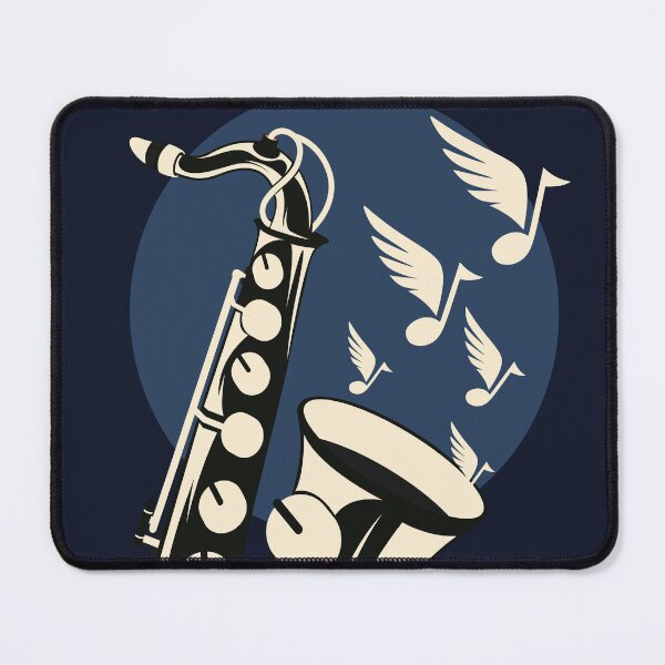 Item preview, Retro Jazz Saxophone Illustration | Midnight Blue Music Design | Vintage Musical Instrument Art | Jazz Lover Gift designed and sold by Studio pod Burom.