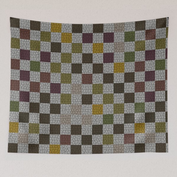 Item preview, Abstract Cracked Tile Mosaic Artwork Olive & Ochre Mosaic designed and sold by TexSta.