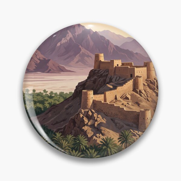 Item preview, Ras Al Khaimah UAE Vintage Travel Poster – Dhayah Fort & Hajar Mountains Art designed and sold by Bomax121.