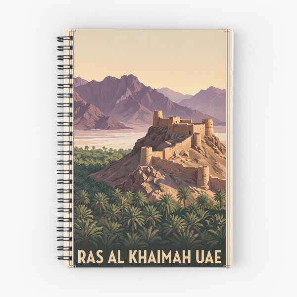 Item preview, Ras Al Khaimah UAE Vintage Travel Poster – Dhayah Fort & Hajar Mountains Art designed and sold by Bomax121.