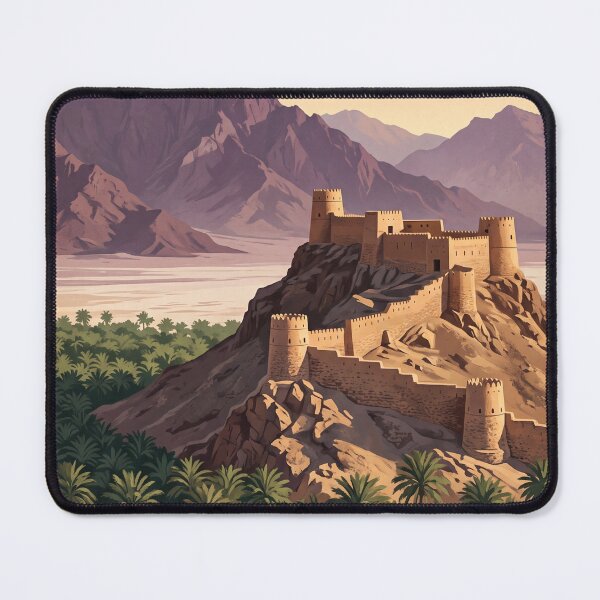 Item preview, Ras Al Khaimah UAE Vintage Travel Poster – Dhayah Fort & Hajar Mountains Art designed and sold by Bomax121.