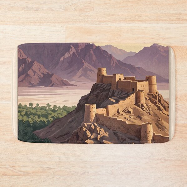 Item preview, Ras Al Khaimah UAE Vintage Travel Poster – Dhayah Fort & Hajar Mountains Art designed and sold by Bomax121.
