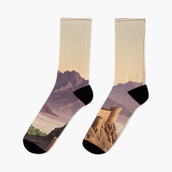 Item preview, Ras Al Khaimah UAE Vintage Travel Poster – Dhayah Fort & Hajar Mountains Art designed and sold by Bomax121.