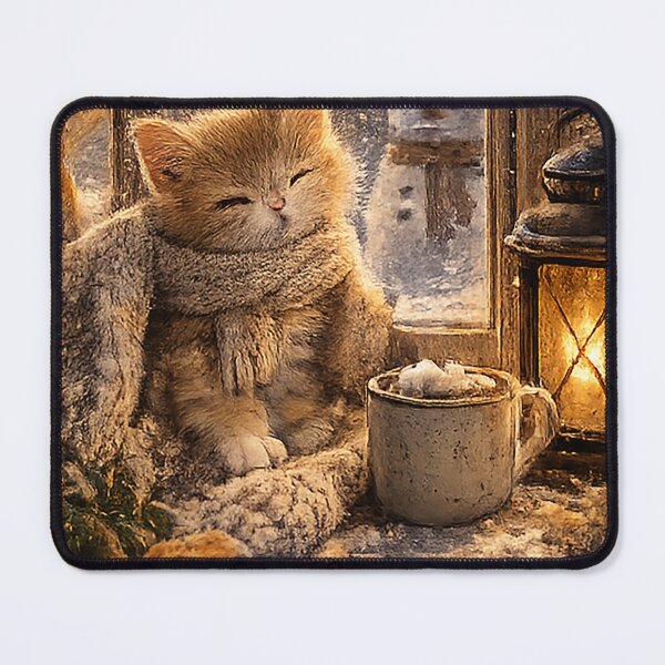 Item preview, Cute Snowy Cat with Hot Cocoa designed and sold by Sara-Ai.