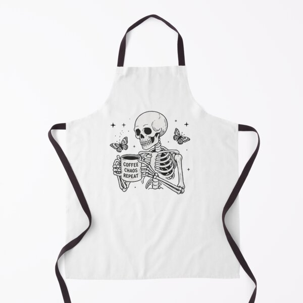 Item preview, Coffee Chaos Repeat Skeleton Butterfly Line Art Spooky Aesthetic designed and sold by Rehnair.