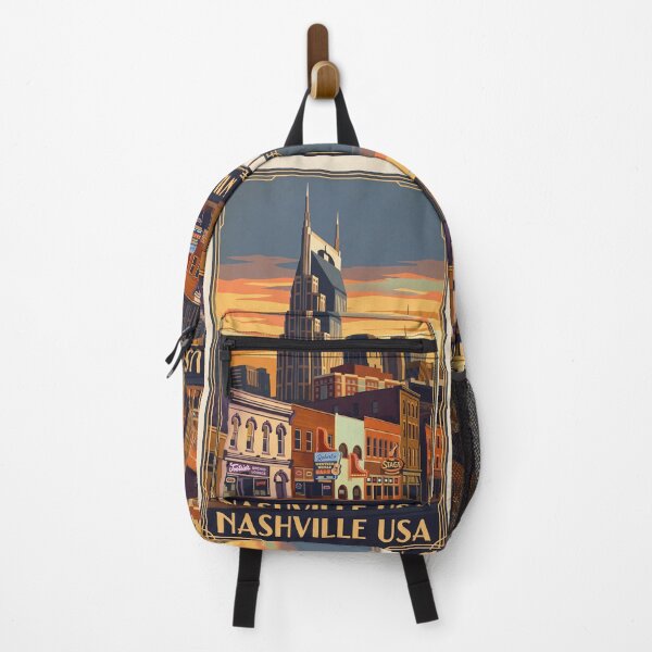 Item preview, Nashville Tennessee Vintage Travel Poster – Broadway Honky Tonks & Skyline Art designed and sold by Bomax121.