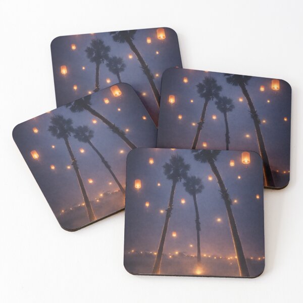 Item preview, Sky Lanterns Through the Mist – Fantasy Beach Palms designed and sold by Kimberly Palmer.