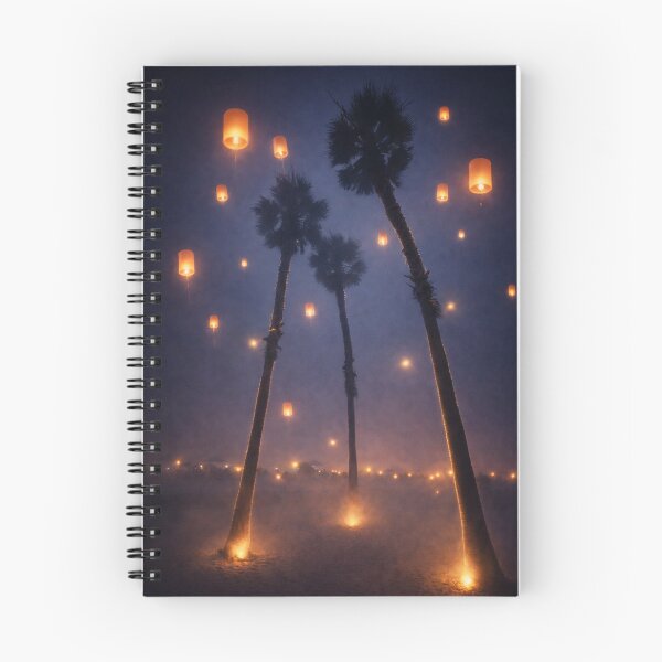 Item preview, Sky Lanterns Through the Mist – Fantasy Beach Palms designed and sold by Kimberly Palmer.