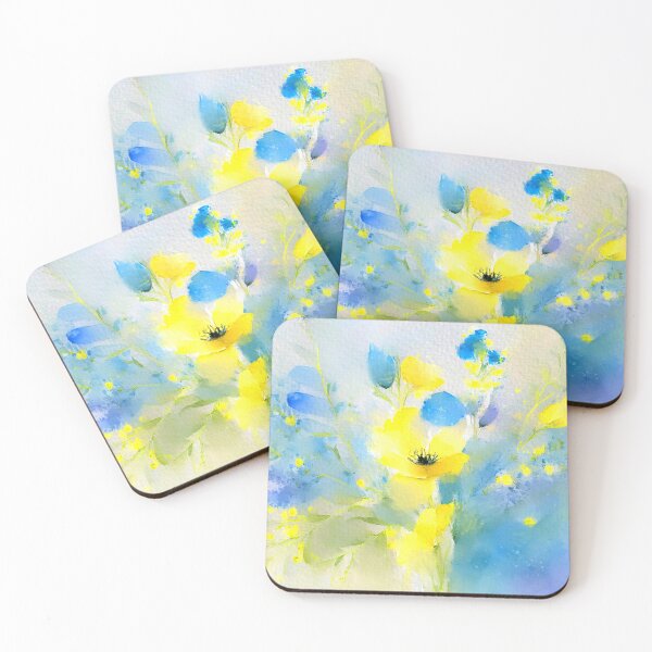 Item preview, Blue And Yellow Wildflowers Impressionist-Style Digital Watercolor  designed and sold by DEC02.