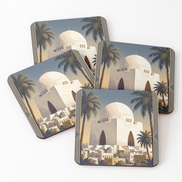 Item preview, Karachi Pakistan Vintage Travel Poster – Mazar-e-Quaid & White Marble Landmark Art designed and sold by Bomax121.