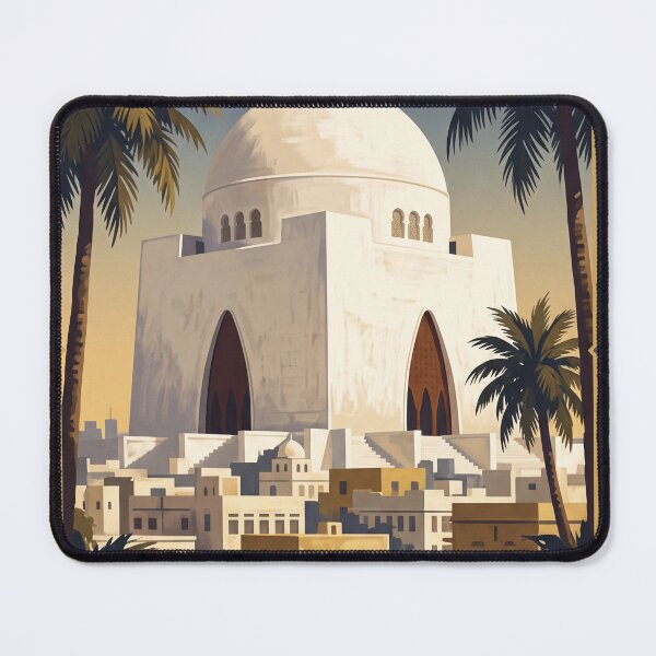 Item preview, Karachi Pakistan Vintage Travel Poster – Mazar-e-Quaid & White Marble Landmark Art designed and sold by Bomax121.