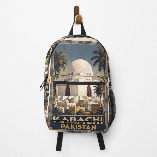 Item preview, Karachi Pakistan Vintage Travel Poster – Mazar-e-Quaid & White Marble Landmark Art designed and sold by Bomax121.