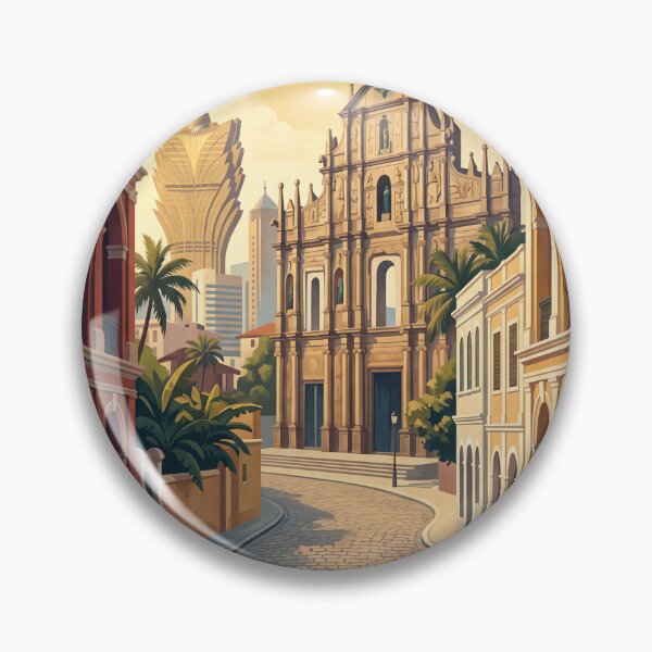 Item preview, Macau China Vintage Travel Poster – Ruins of St. Paul’s & Historic City Art designed and sold by Bomax121.