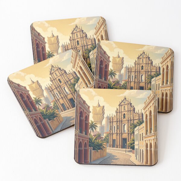 Item preview, Macau China Vintage Travel Poster – Ruins of St. Paul’s & Historic City Art designed and sold by Bomax121.
