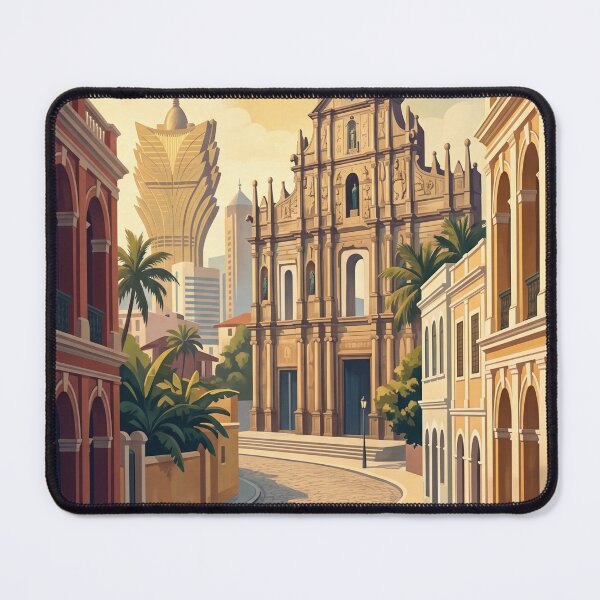 Item preview, Macau China Vintage Travel Poster – Ruins of St. Paul’s & Historic City Art designed and sold by Bomax121.