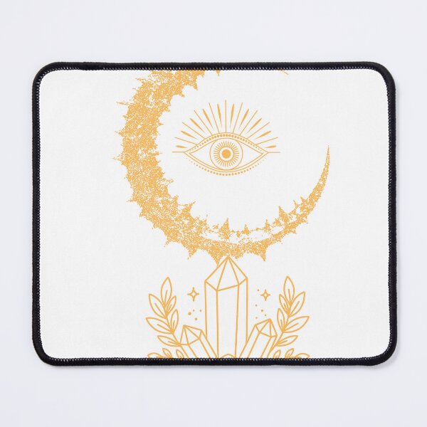 Item preview, Golden Mystic Moon Crescent with Eye and Crystal designed and sold by DearBunnyArt.