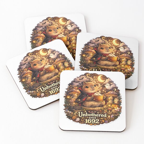 Item preview, Unbothered Vampire Capybara with Hot Cocoa | Cozy Halloween Kawaii Stickers designed and sold by RDcollections.