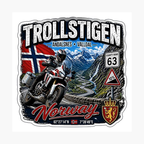 Item preview, Trollstigen The Troll Road Norway Sticker TShirt 05 designed and sold by OuterShellUK.