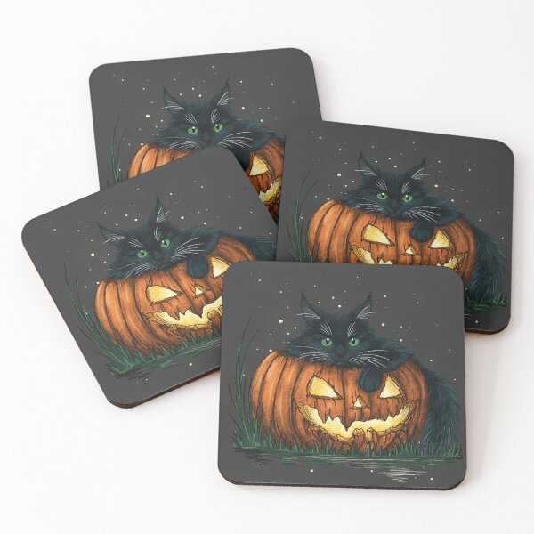 Item preview, A beautiful black cat on a pumpkin for Halloween, drawn with colored pencils and pastels. designed and sold by ArtbySvetik.