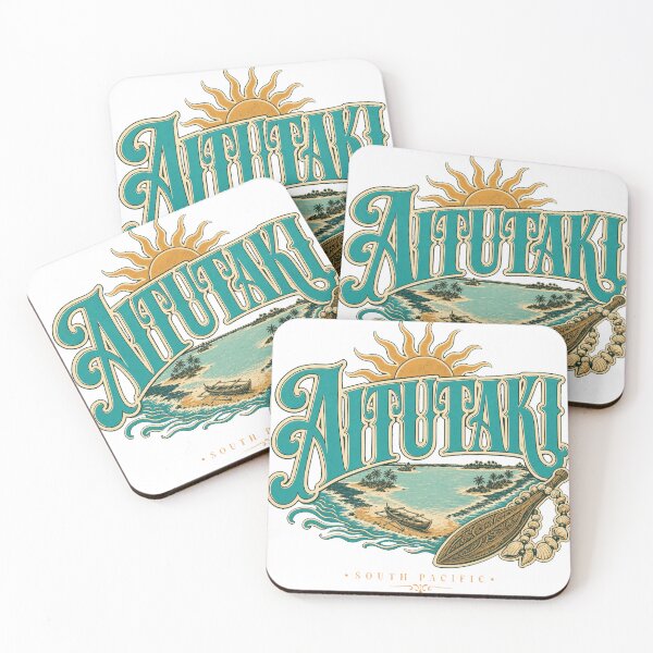 Item preview, Aitutaki Cook Islands Vintage Hand Lettered Travel Emblem designed and sold by VisualArtsOasis.