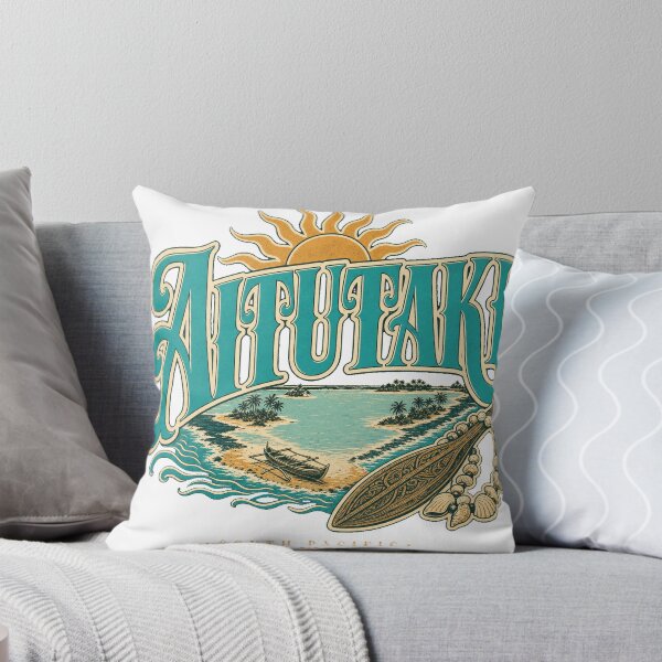 Item preview, Aitutaki Cook Islands Vintage Hand Lettered Travel Emblem designed and sold by VisualArtsOasis.