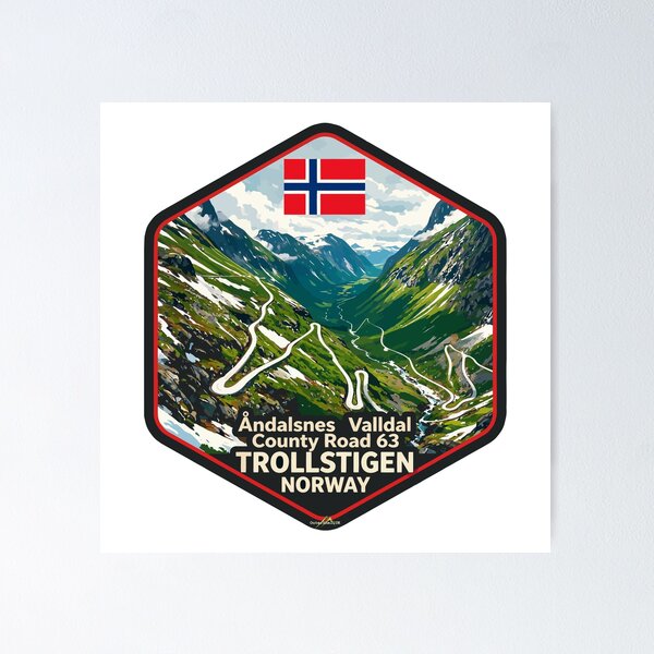 Item preview, Trollstigen The Troll Road Norway Sticker TShirt 06 designed and sold by OuterShellUK.