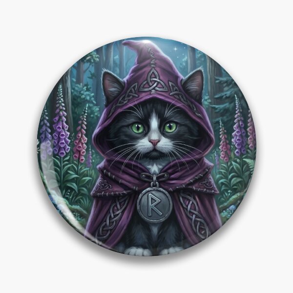 Item preview, The Lunar Wayfarer - Celtic Folklore Tuxedo Cat in Moonlit Woods  designed and sold by Englandbear.