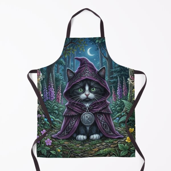 Item preview, The Lunar Wayfarer - Celtic Folklore Tuxedo Cat in Moonlit Woods designed and sold by Englandbear.