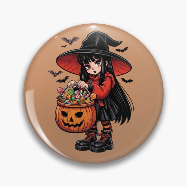 Item preview, Cute Halloween Witch with Pumpkin Candy Bucket Trick or Treat Kawaii PNG  designed and sold by MythicMood.