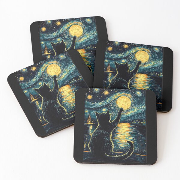 Item preview, Starry Night Cat Vincent Van Gogh Style fanart designed and sold by Gbriel3.