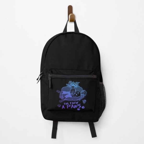 Item preview, I'm takin' a paws - Cat making biscuits Blue & Purple Line Art designed and sold by Scolliecat.