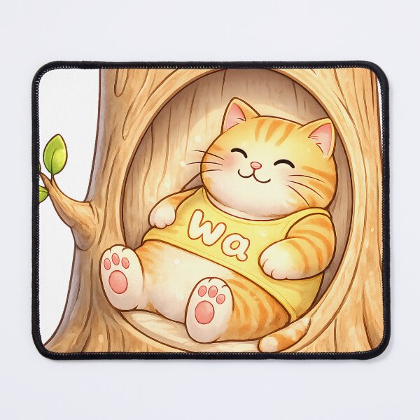 Item preview, Kawaii Orange Cat Sleeping on a Tree Branch Cute Animal Design designed and sold by Wawa5656.