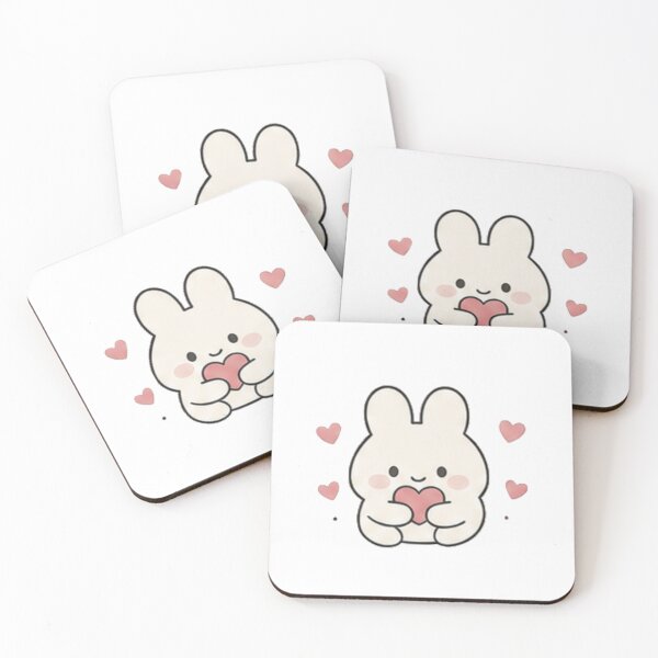 Item preview, Cute Kawaii Bunny Holding Pink Heart Sweet Bunny Love Aesthetic designed and sold by Rehnair.