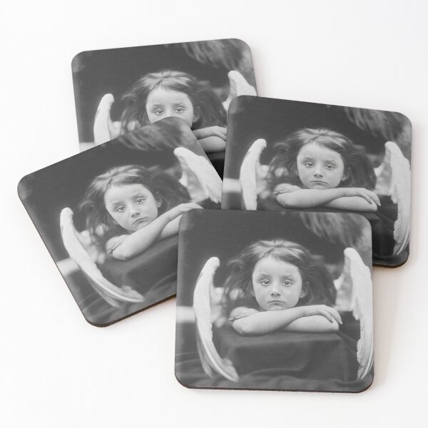 Item preview, Little Angel, I Wait vintage funny humor portrait still life fine art black and white photograph by Julia Margaret Cameron designed and sold by Astrid Arkhangelsky.