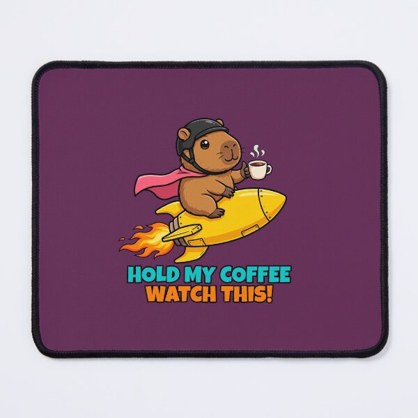 Item preview, Hold My Coffee Watch This - Funny Brave Capybara Rocket Shirt designed and sold by PrettyCrypt.