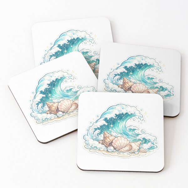 Item preview, Ocean Waves & Seashells Sticker | Glossy Coastal Beach Aesthetic Design designed and sold by VibeStickerCo.