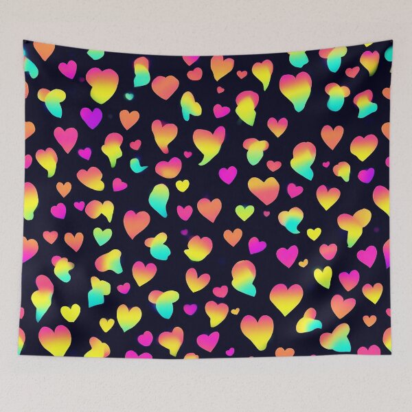 Item preview, Rainbow Neon Hearts – Colorful Love Pattern designed and sold by IMuDesigner.