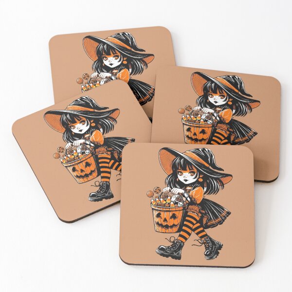 Item preview, Cute Halloween Witch with Jack O Lantern Candy Bucket Kawaii Trick or Treat PNG designed and sold by MythicMood.