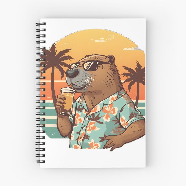 Item preview, Cool Capybara Summer Vacation Shirt | Tropical Hawaiian Capybara Drinking Iced Coffee | Retro Sunset Animal Design designed and sold by ColorClouds.