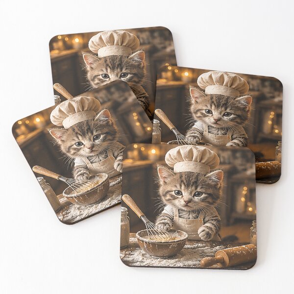 Item preview, Cute Cat Chef Baking Cookies Illustration designed and sold by Sara-Ai.