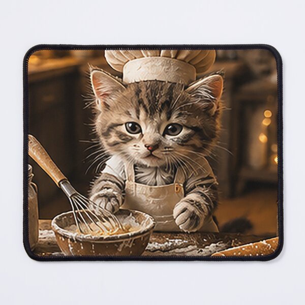 Item preview, Cute Cat Chef Baking Cookies Illustration designed and sold by Sara-Ai.