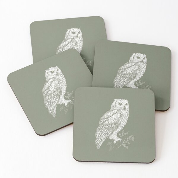 Item preview, Vintage Owl Perched on Branch Line Art designed and sold by GoodOldPrints4.