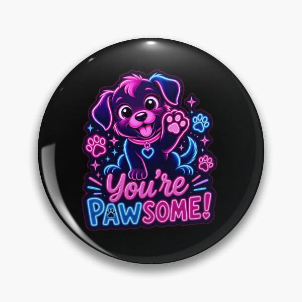 Artikelvorschau, Pawsome Puppy – Neon-Wortspiel-Aufkleber entworfen und verkauft von Cerys-GS.
