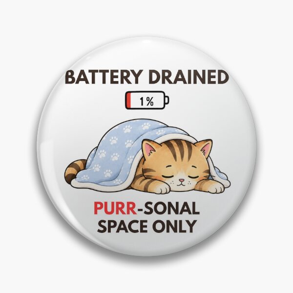 Item preview, Battery Drained | Sleepy Cat Introvert Humor designed and sold by Moochie Studios.