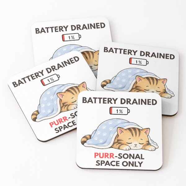 Item preview, Battery Drained | Sleepy Cat Introvert Humor designed and sold by Moochie Studios.